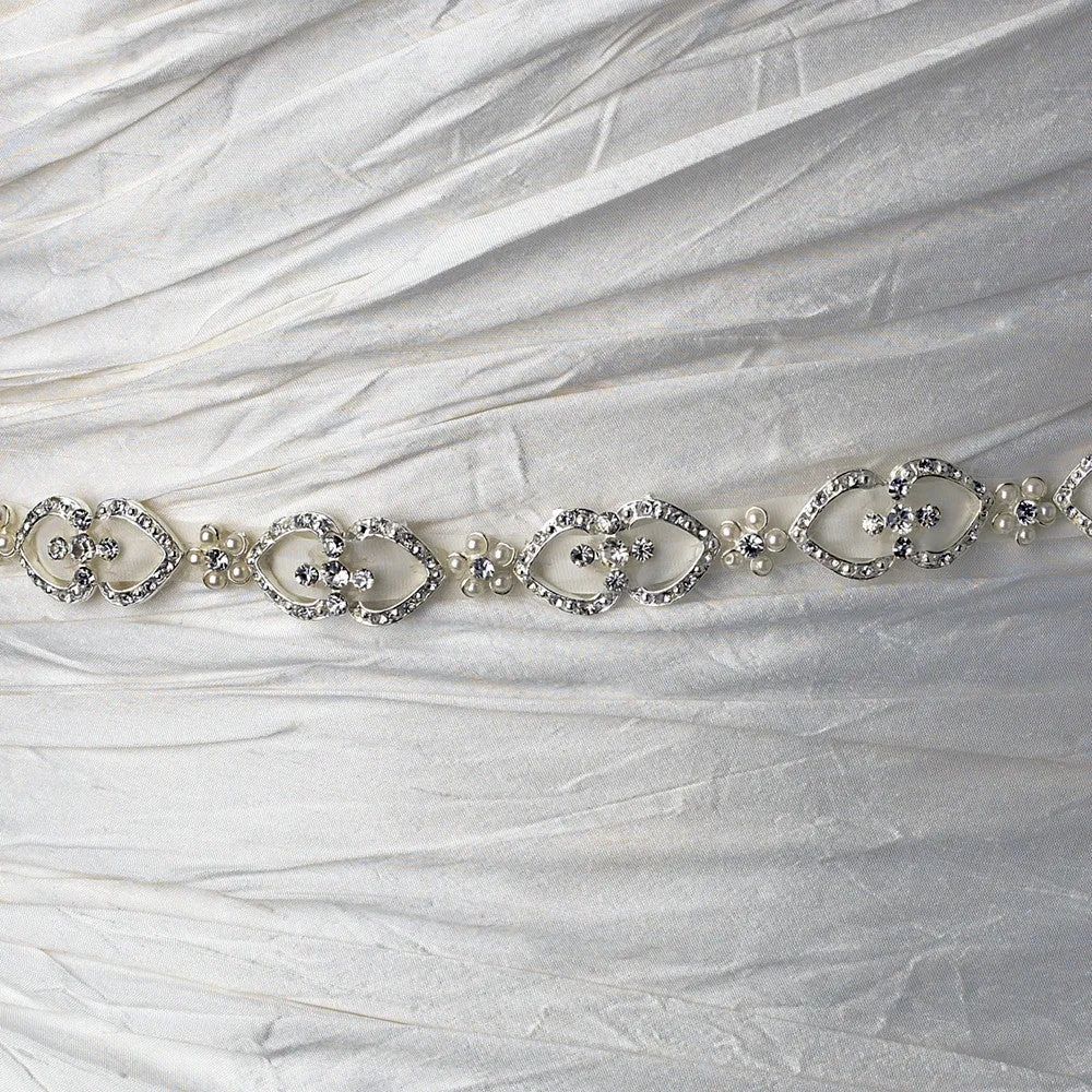 * Elegant White or Ivory Pearl Bridal Wedding Ribbon Bridal Wedding Headband 6469