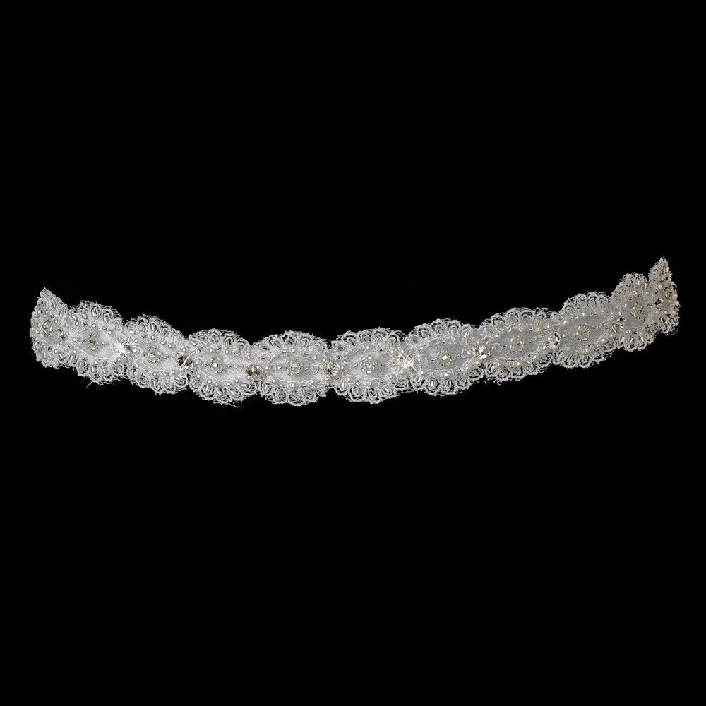 * Ribbon Style Bridal Wedding Headband HP 8204 White or Ivory