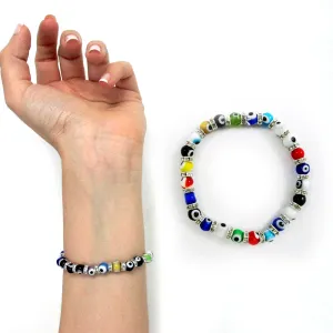 1 Evil Eye Beads Bracelet Glass Stretch Hamsa Nazar Lampwork Luck Kabbalah 6 Mm