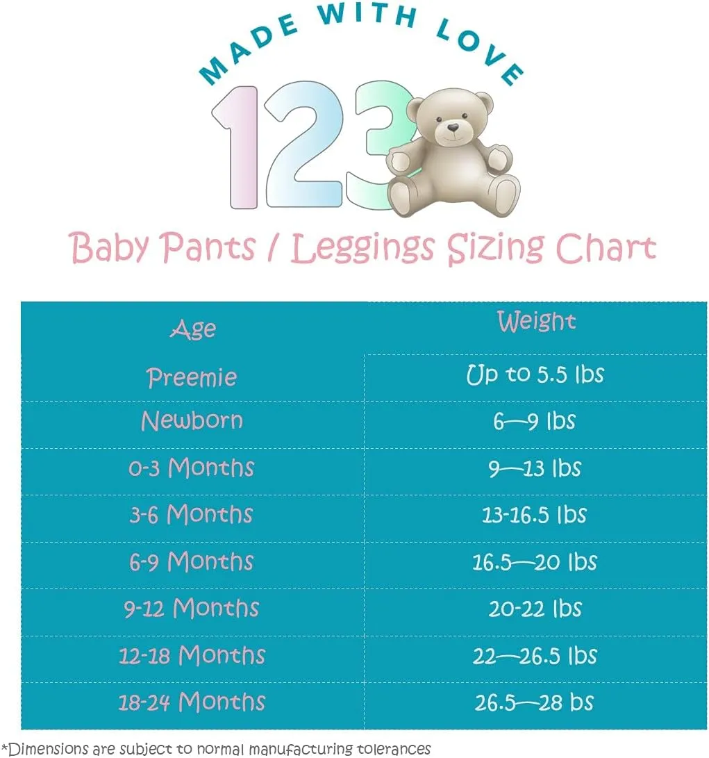 123 Bear Baby Soft Cotton Spandex Pants with Feet