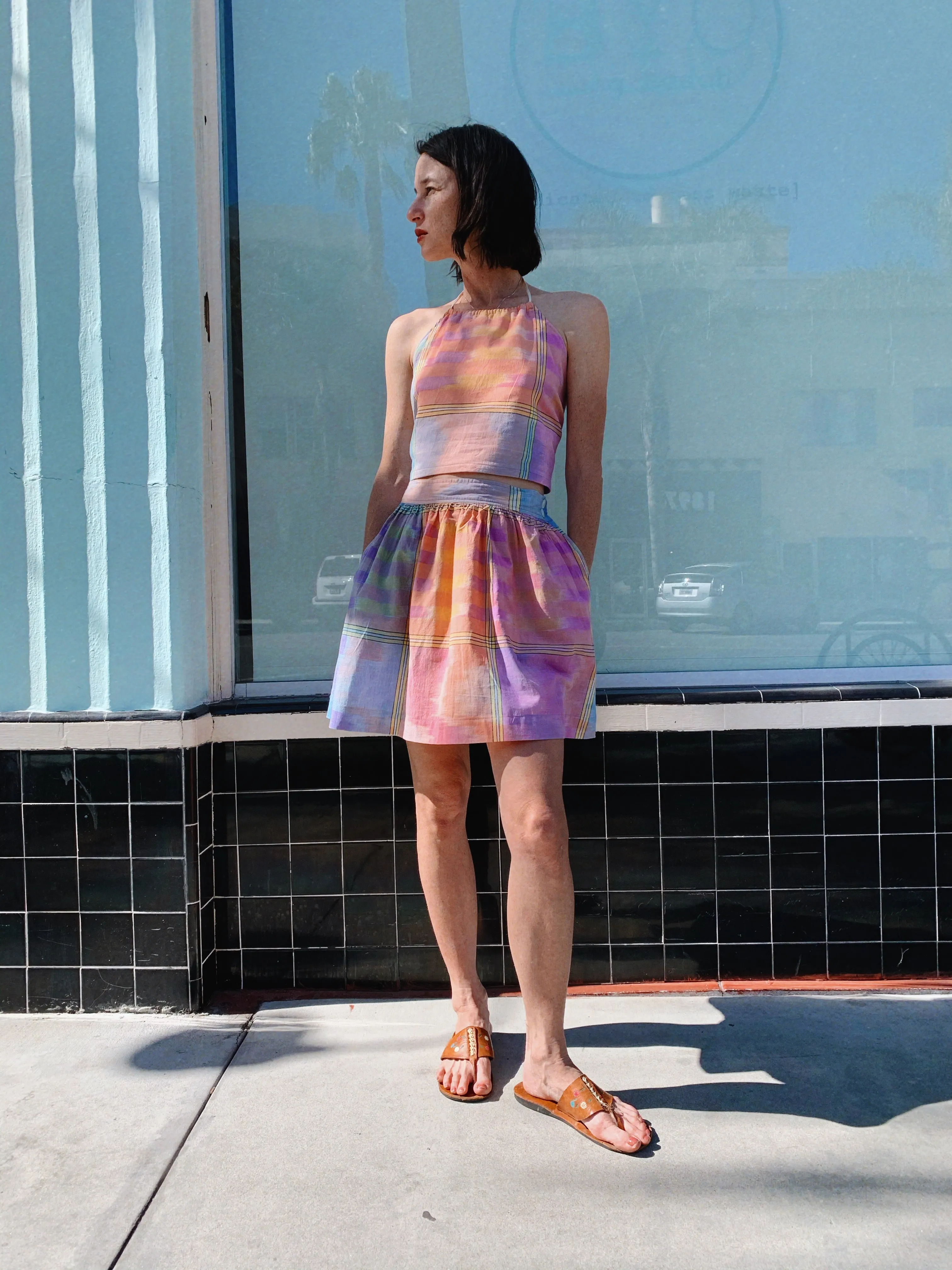 1980s Madras Plaid Pastel Summer Playsuit