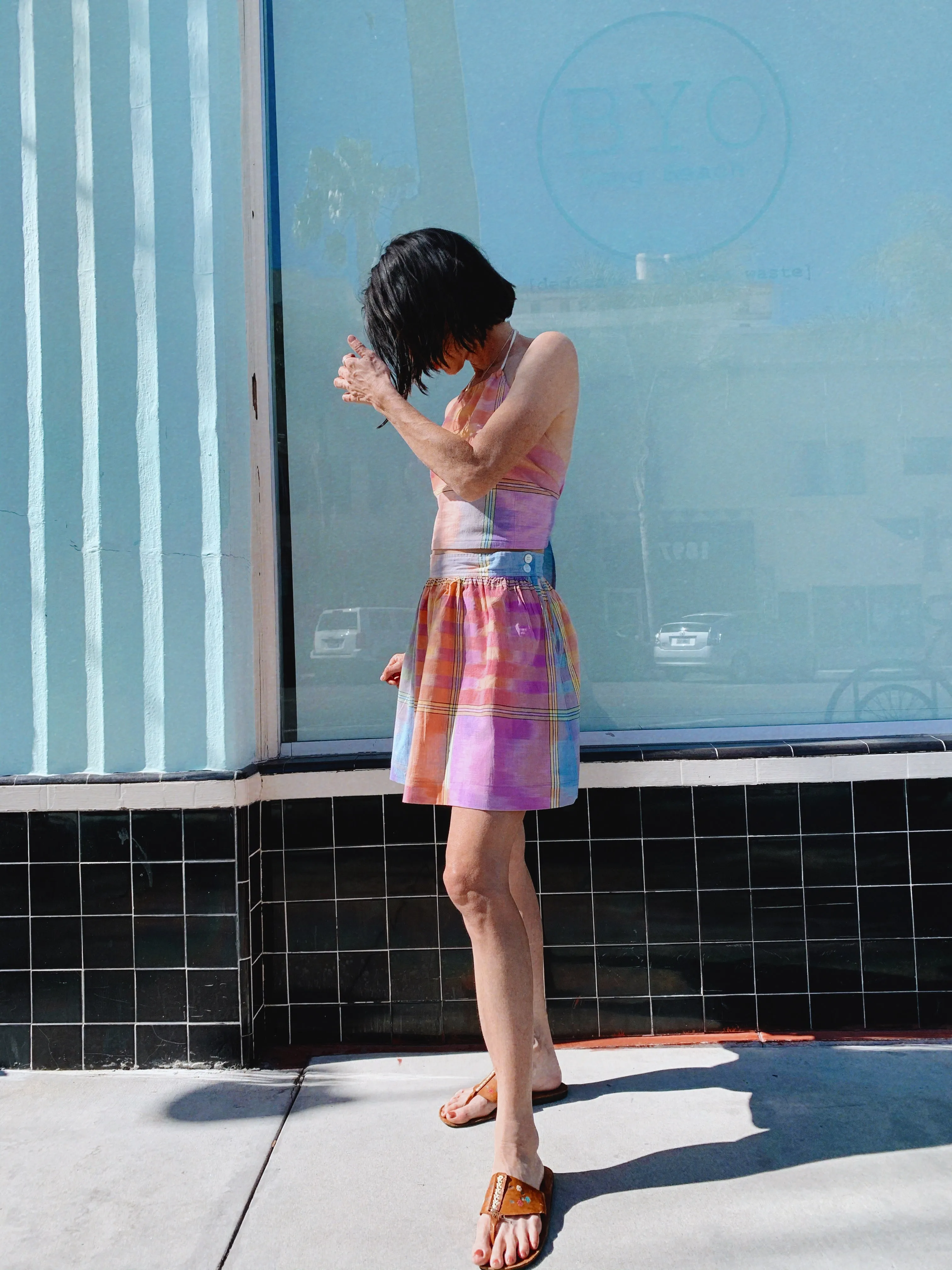 1980s Madras Plaid Pastel Summer Playsuit