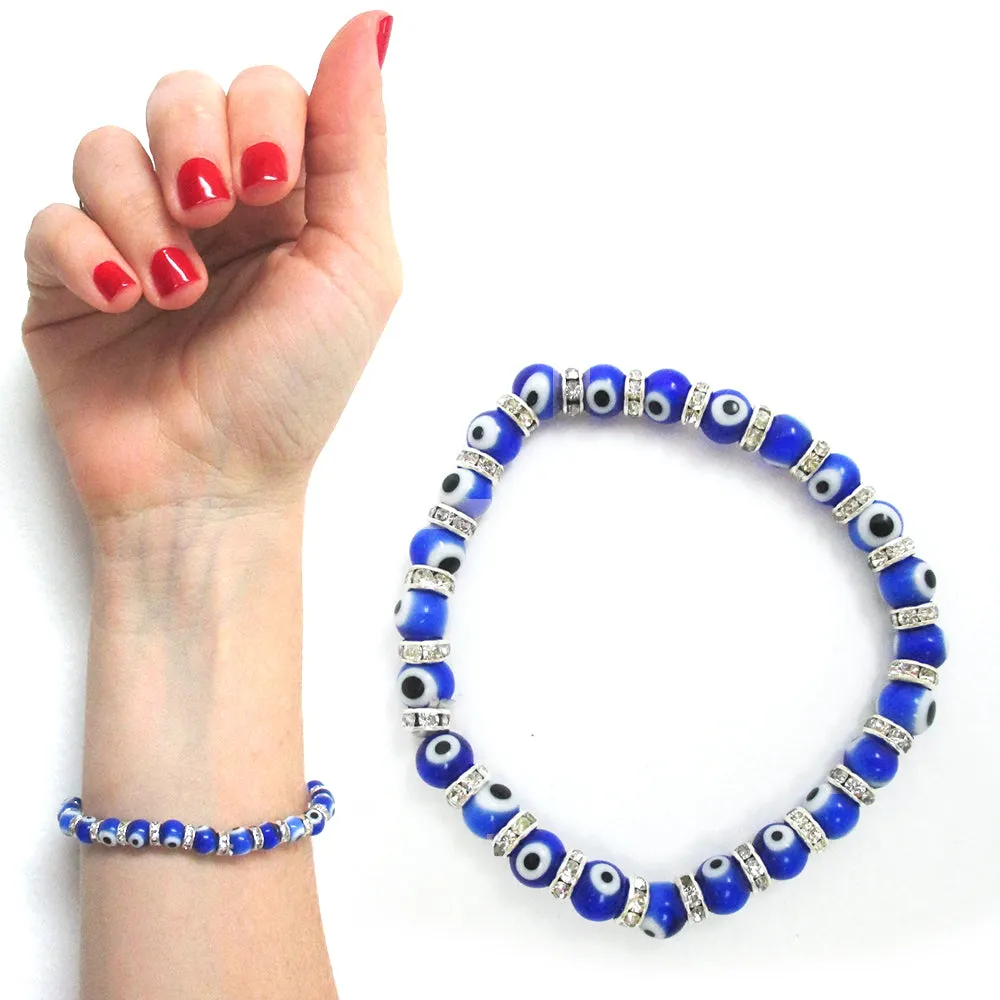 2 Charm Evil Eye Bracelet Crystal Bead Protection Good Luck Jewelry Hamsa Hand