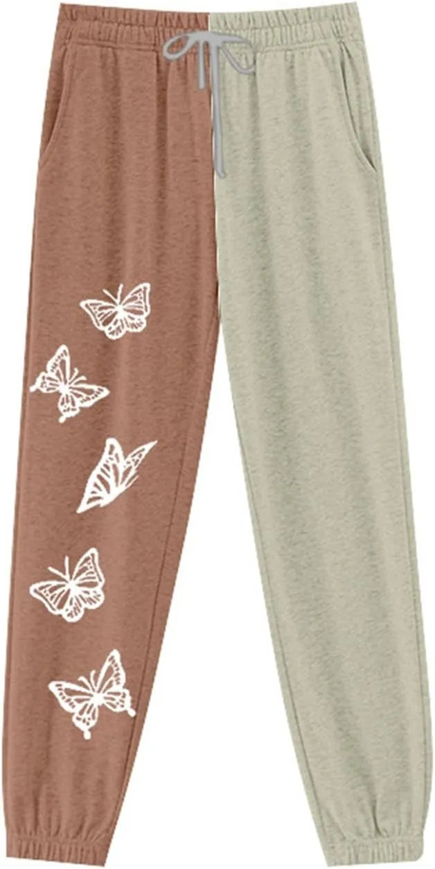 2024 Sweatpants for Women Trendy Plaid Sun Print High Waist Wide Leg Pants Work Casual Loose Fit Pocket Lounge Joggers