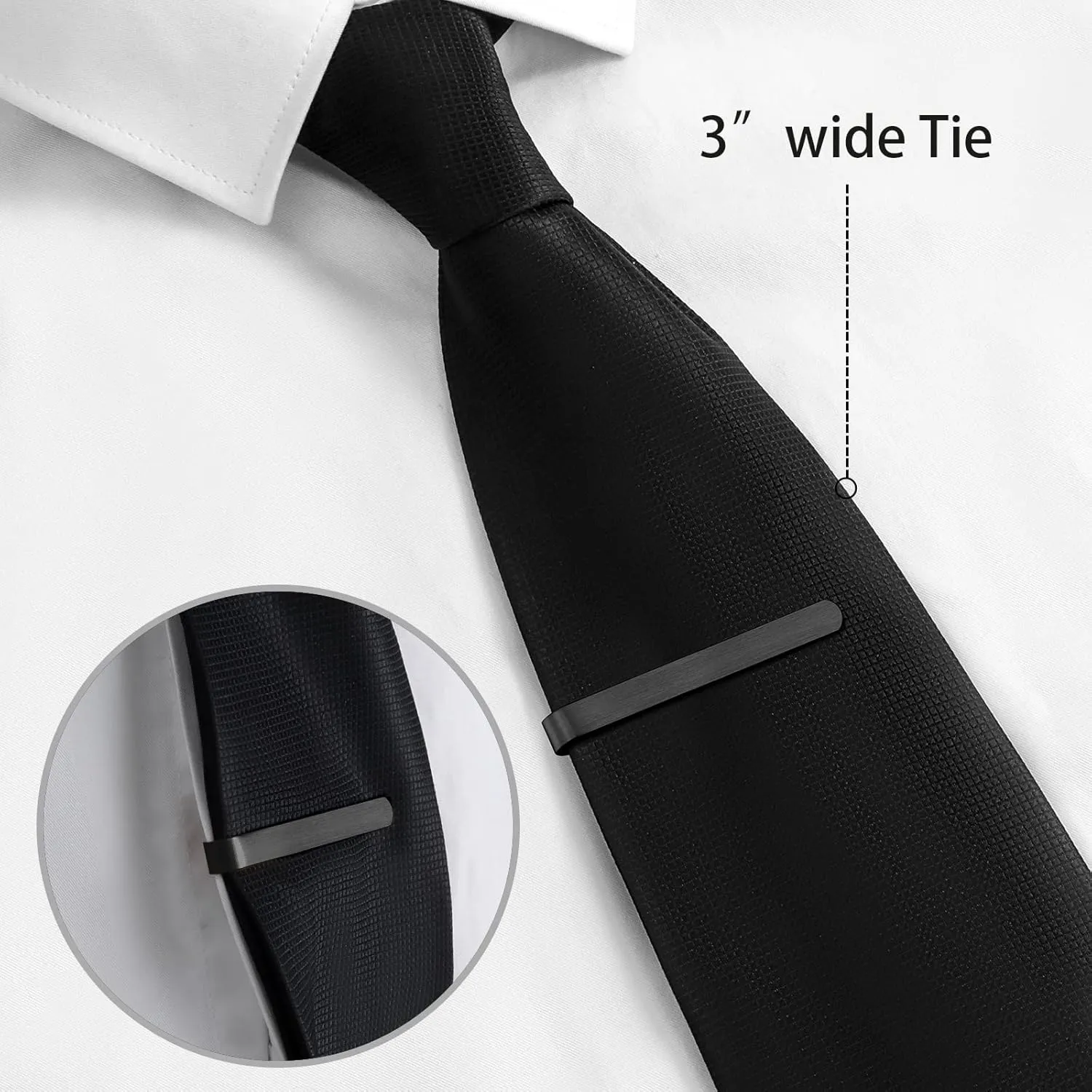 2.2/2.5 Inch Tie Clips for Men in Gift Box, Tie Bar Clip Set for Mens Regular Tie or Traditional Tie, Birthday Anniversary Christmas Gift