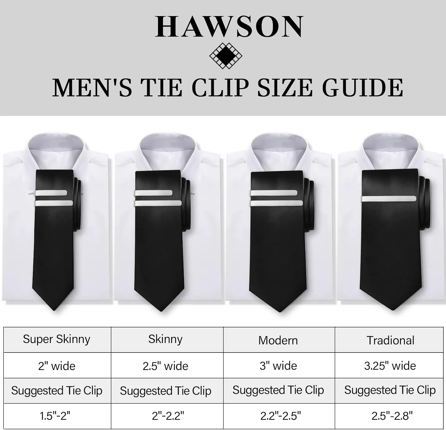 2.2/2.5 Inch Tie Clips for Men in Gift Box, Tie Bar Clip Set for Mens Regular Tie or Traditional Tie, Birthday Anniversary Christmas Gift