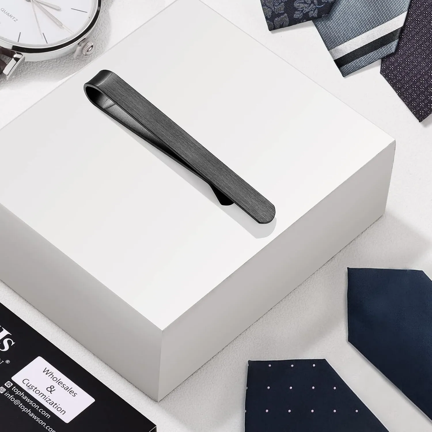 2.2/2.5 Inch Tie Clips for Men in Gift Box, Tie Bar Clip Set for Mens Regular Tie or Traditional Tie, Birthday Anniversary Christmas Gift