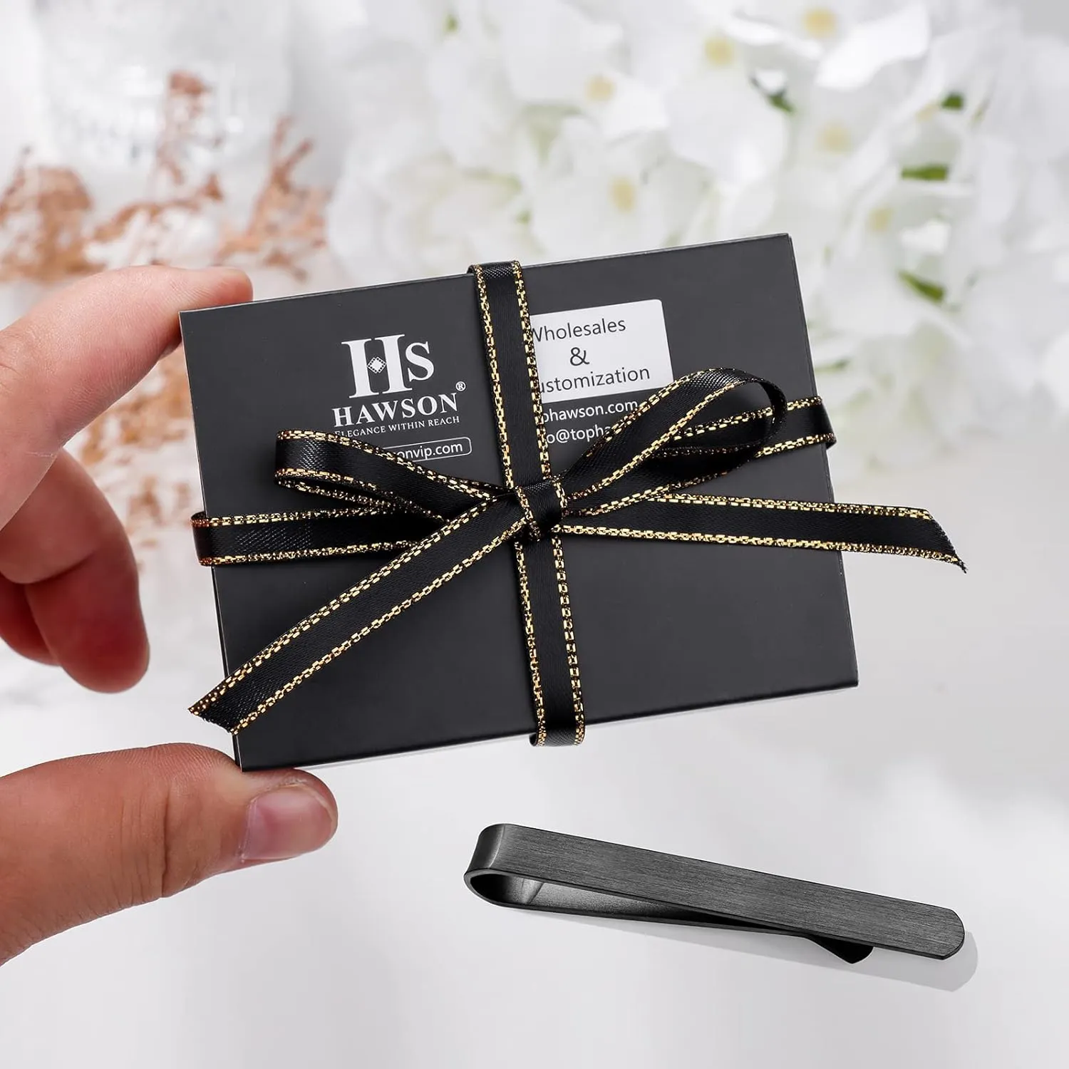 2.2/2.5 Inch Tie Clips for Men in Gift Box, Tie Bar Clip Set for Mens Regular Tie or Traditional Tie, Birthday Anniversary Christmas Gift