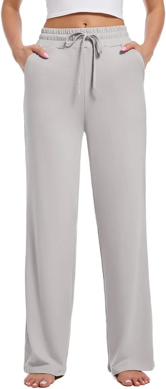 3 Pack Womens Yoga Sweatpants Wide Leg Lounge Pajamas Pants Drawstring Workout Comfy Joggers Sweatpants Pants Pockets