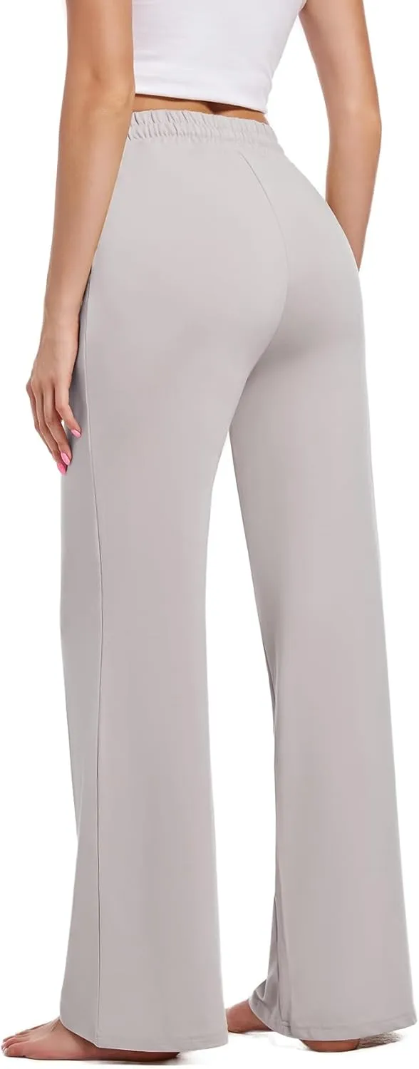 3 Pack Womens Yoga Sweatpants Wide Leg Lounge Pajamas Pants Drawstring Workout Comfy Joggers Sweatpants Pants Pockets