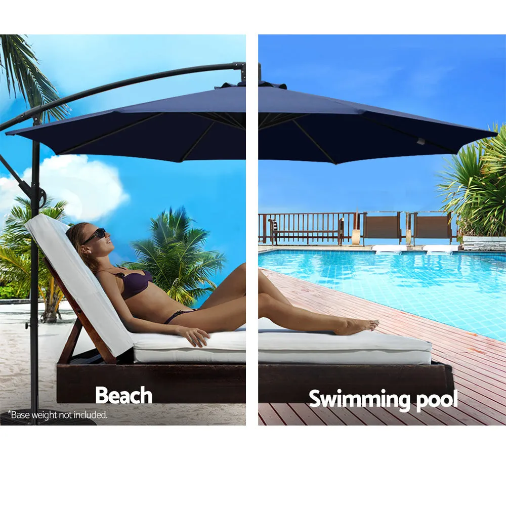 3m Outdoor Umbrella | Cantilever | Beach Garden Patio | Navy