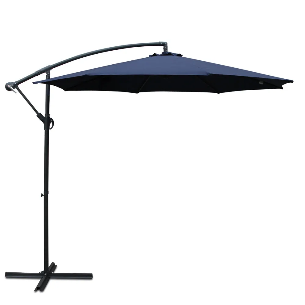 3m Outdoor Umbrella | Cantilever | Beach Garden Patio | Navy