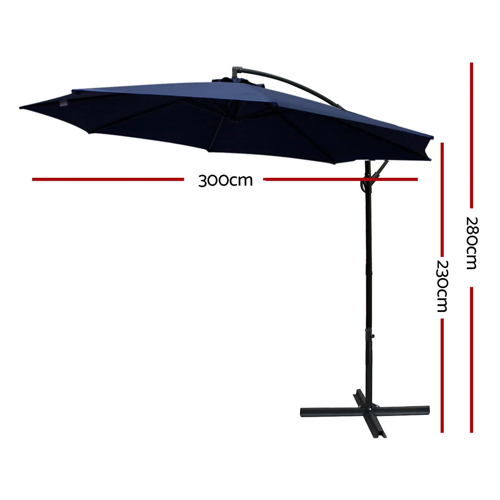 3m Outdoor Umbrella | Cantilever | Beach Garden Patio | Navy