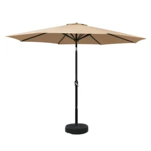 3m Outdoor Umbrella | w/Base Pole | Tilt | Beach Garden Patio | Beige