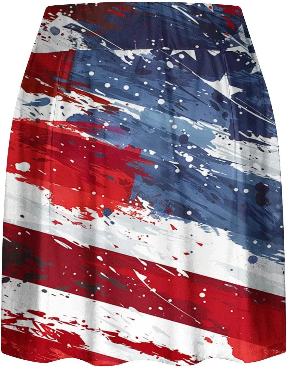 4th of July Skort Patriotic Skirts for Women American Flag Tennis Skirts with Shorts High Waisted Flowy Summer Skorts