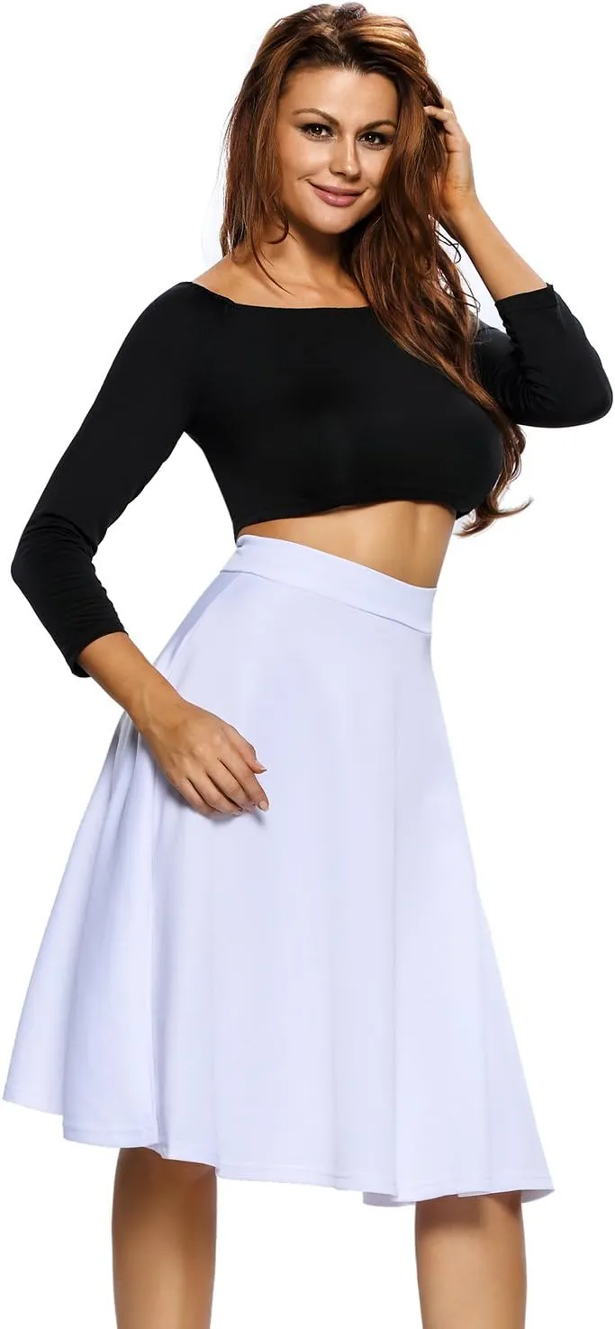 6 Color Flared A-Line Midi Skirt S,M,L