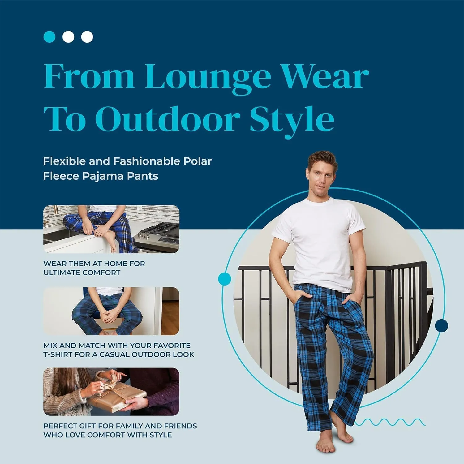 Active Club Mens Fleece Pajama Pants - Plaid Mens Pajama Bottoms - Mens Lounge Pants with Pockets (S - 3X)