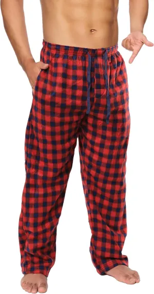 Active Club Mens Fleece Pajama Pants - Plaid Mens Pajama Bottoms - Mens Lounge Pants with Pockets (S - 3X)