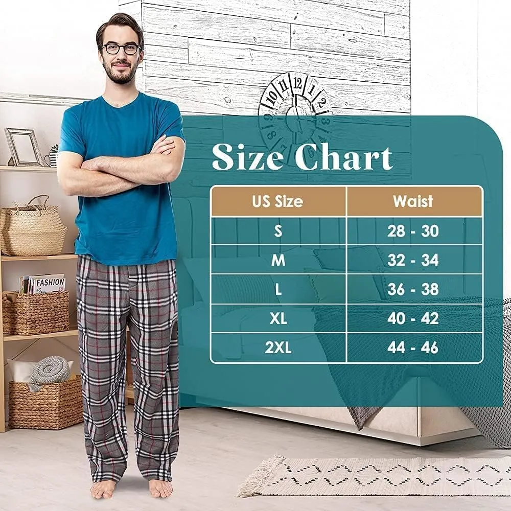 Active Club Mens Fleece Pajama Pants - Plaid Mens Pajama Bottoms - Mens Lounge Pants with Pockets (S - 3X)