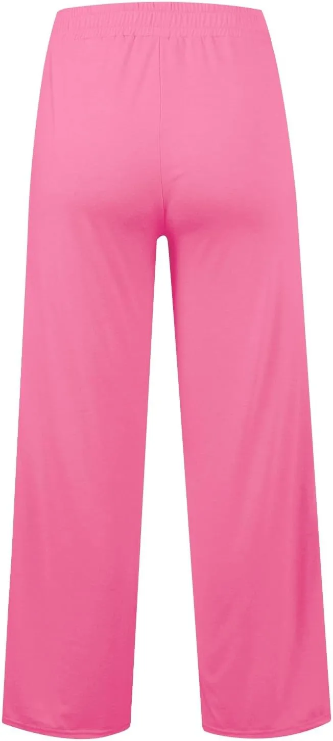 ADHOWBEW Sweat Pants for Womens 2025 Wide Leg High Rise Casual Trendy Elastic Waist Comfy Athletic Joggers