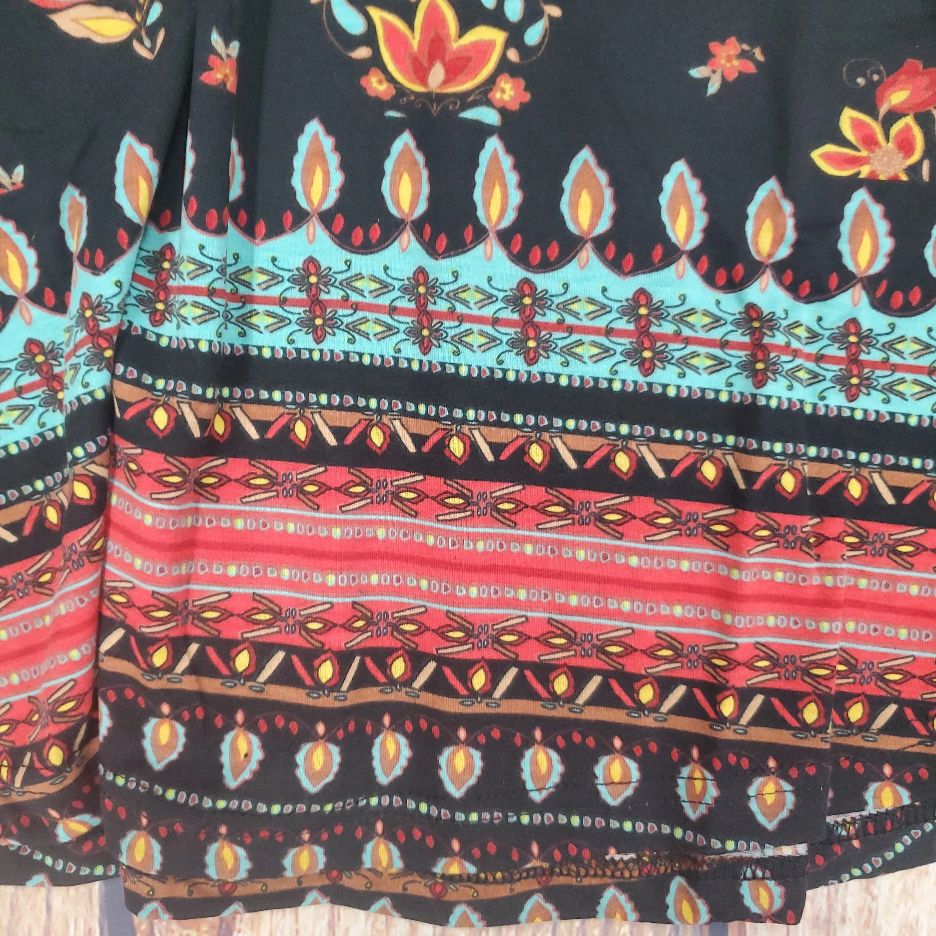 ANGIE GIRLS BLACK FLORAL KNIT SKATER DRESS