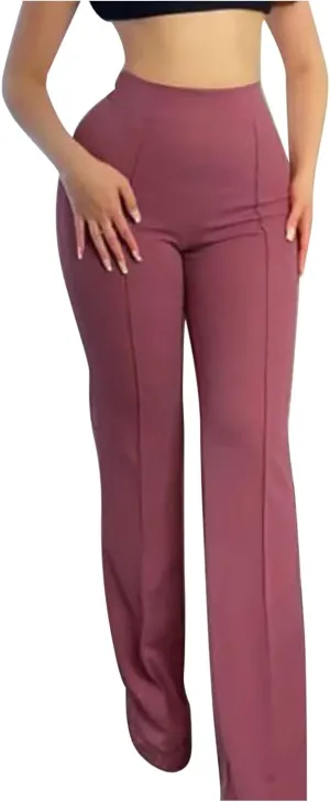 Anjikang Stretchy Flare Pants for Women High Elastic Waist Wide Leg Long Trousers Loose Trendy Casual Pants with Pockets