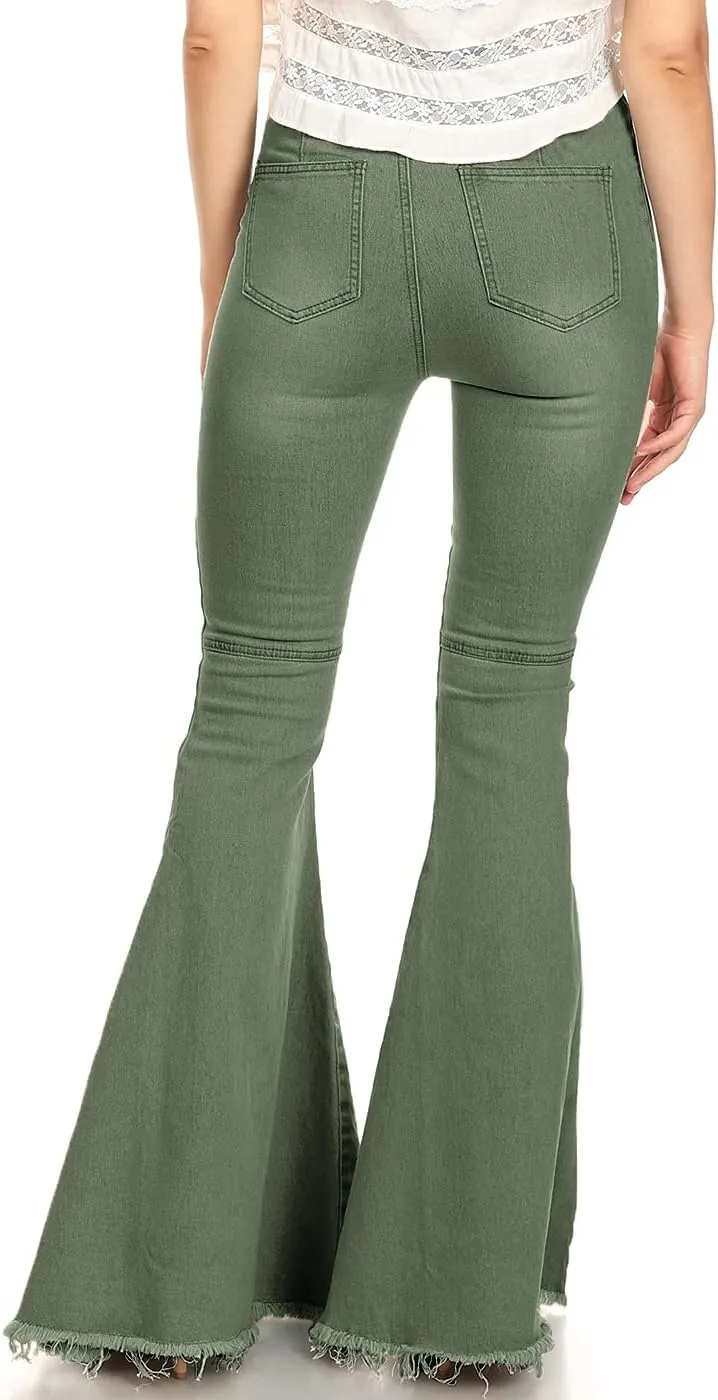 Anna-Kaci Women's Fashion High Waist Long Denim Bell Bottom Jeans Flared Pants