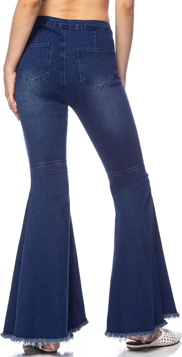 Anna-Kaci Women's Fashion High Waist Long Denim Bell Bottom Jeans Flared Pants