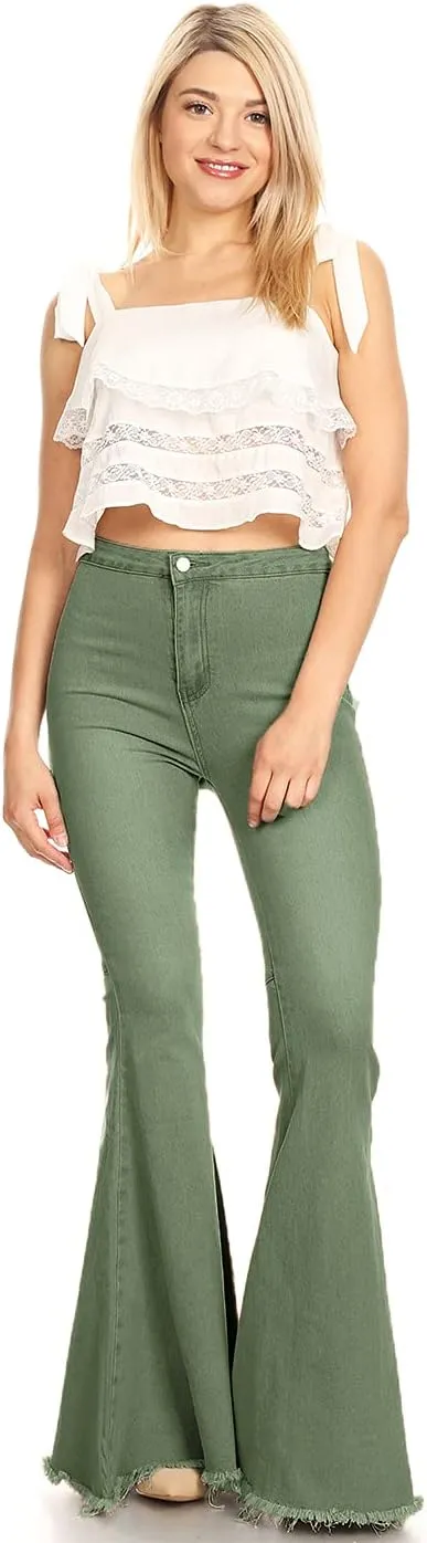 Anna-Kaci Women's Fashion High Waist Long Denim Bell Bottom Jeans Flared Pants