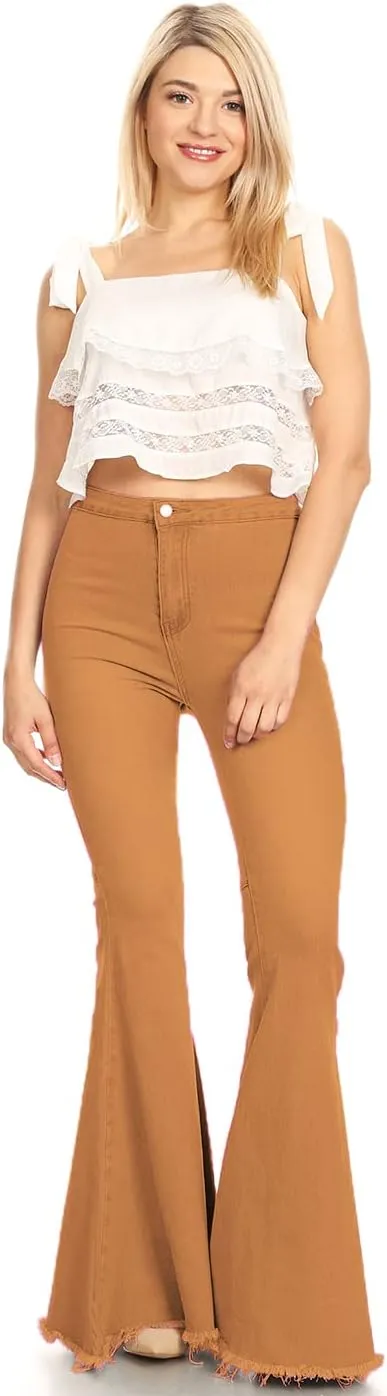 Anna-Kaci Women's Fashion High Waist Long Denim Bell Bottom Jeans Flared Pants