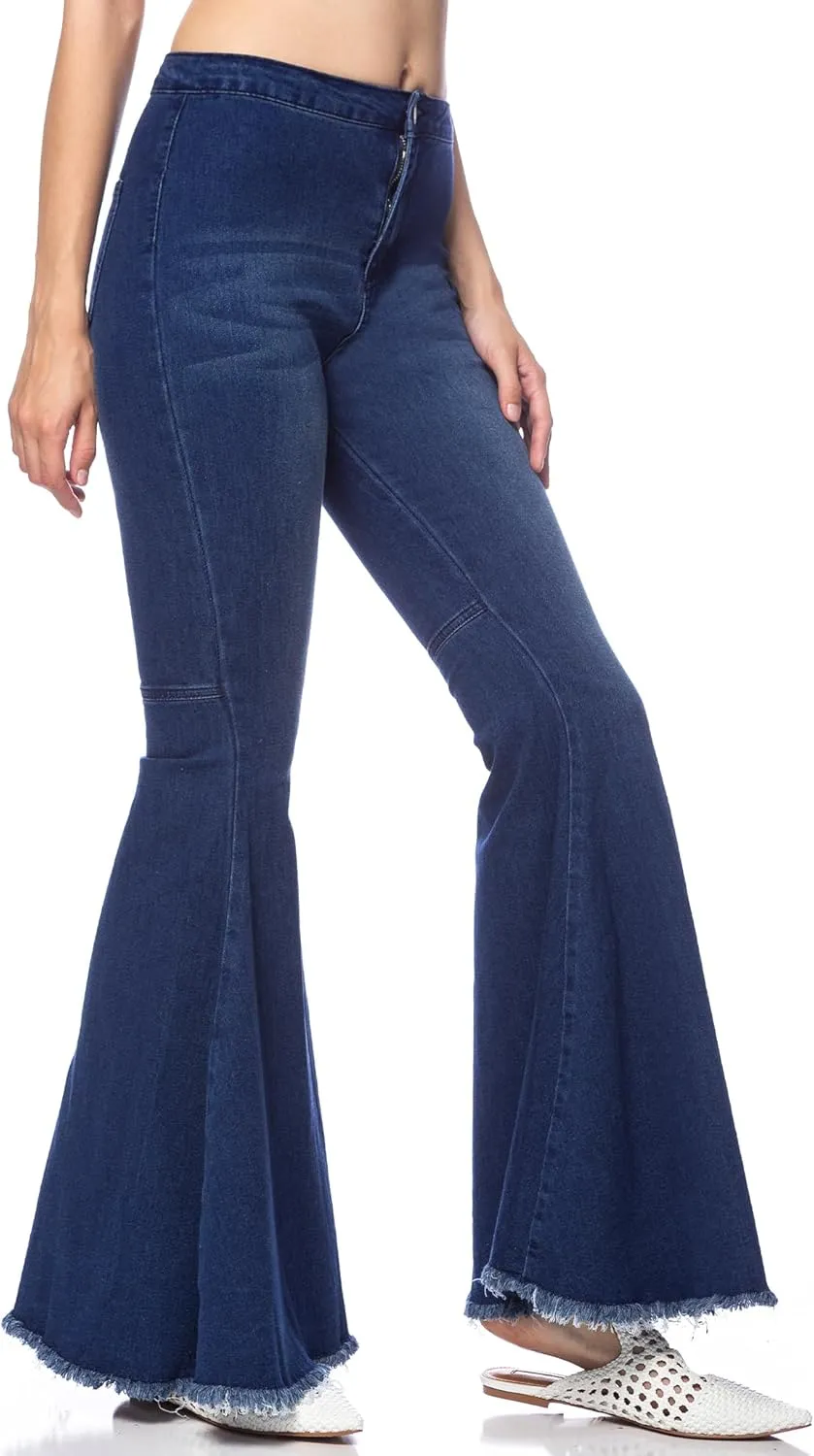 Anna-Kaci Women's Fashion High Waist Long Denim Bell Bottom Jeans Flared Pants