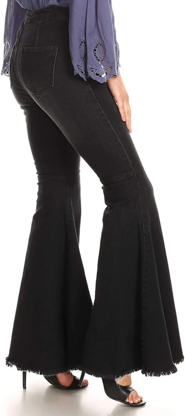 Anna-Kaci Women's Fashion High Waist Long Denim Bell Bottom Jeans Flared Pants