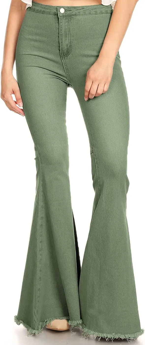 Anna-Kaci Women's Fashion High Waist Long Denim Bell Bottom Jeans Flared Pants