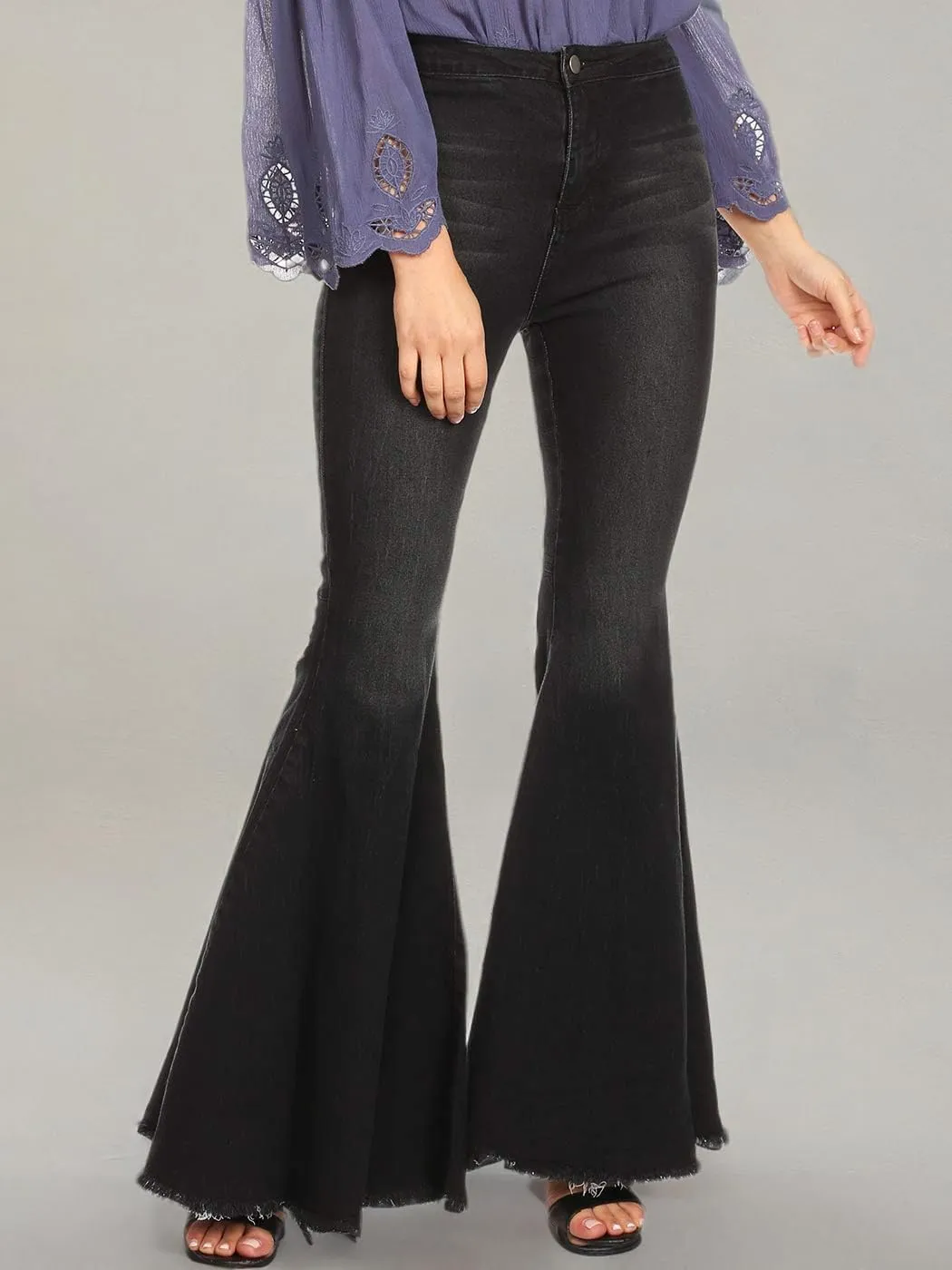 Anna-Kaci Women's Fashion High Waist Long Denim Bell Bottom Jeans Flared Pants