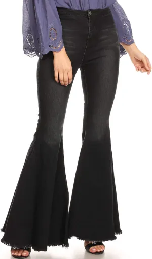 Anna-Kaci Women's Fashion High Waist Long Denim Bell Bottom Jeans Flared Pants