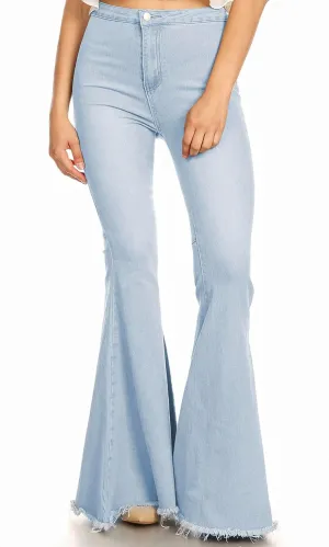 Anna-Kaci Women's Fashion High Waist Long Denim Bell Bottom Jeans Flared Pants