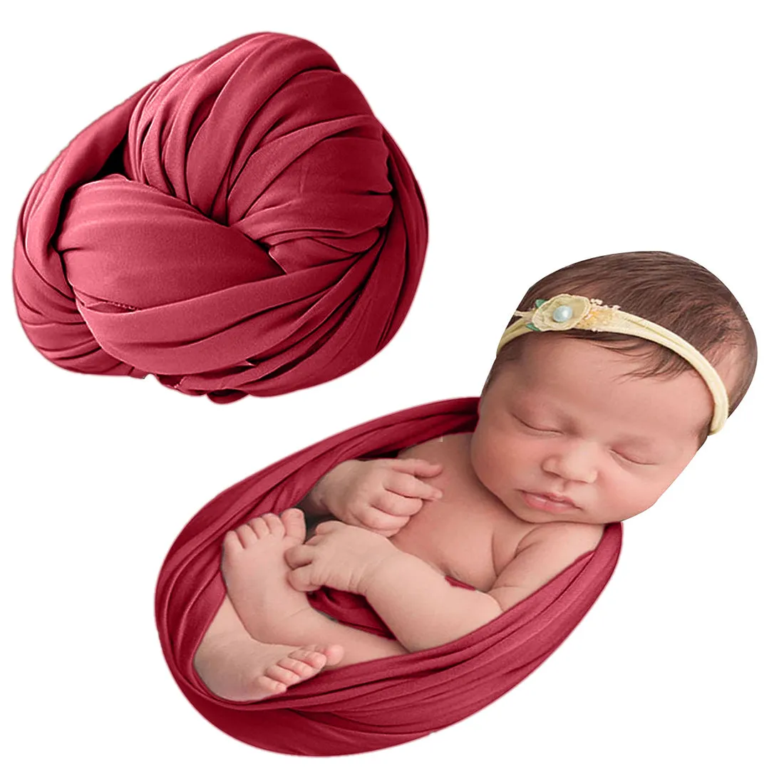Babymoon Jersey Stretchble Baby Photography Shoot Wrap Cloth- Maroon