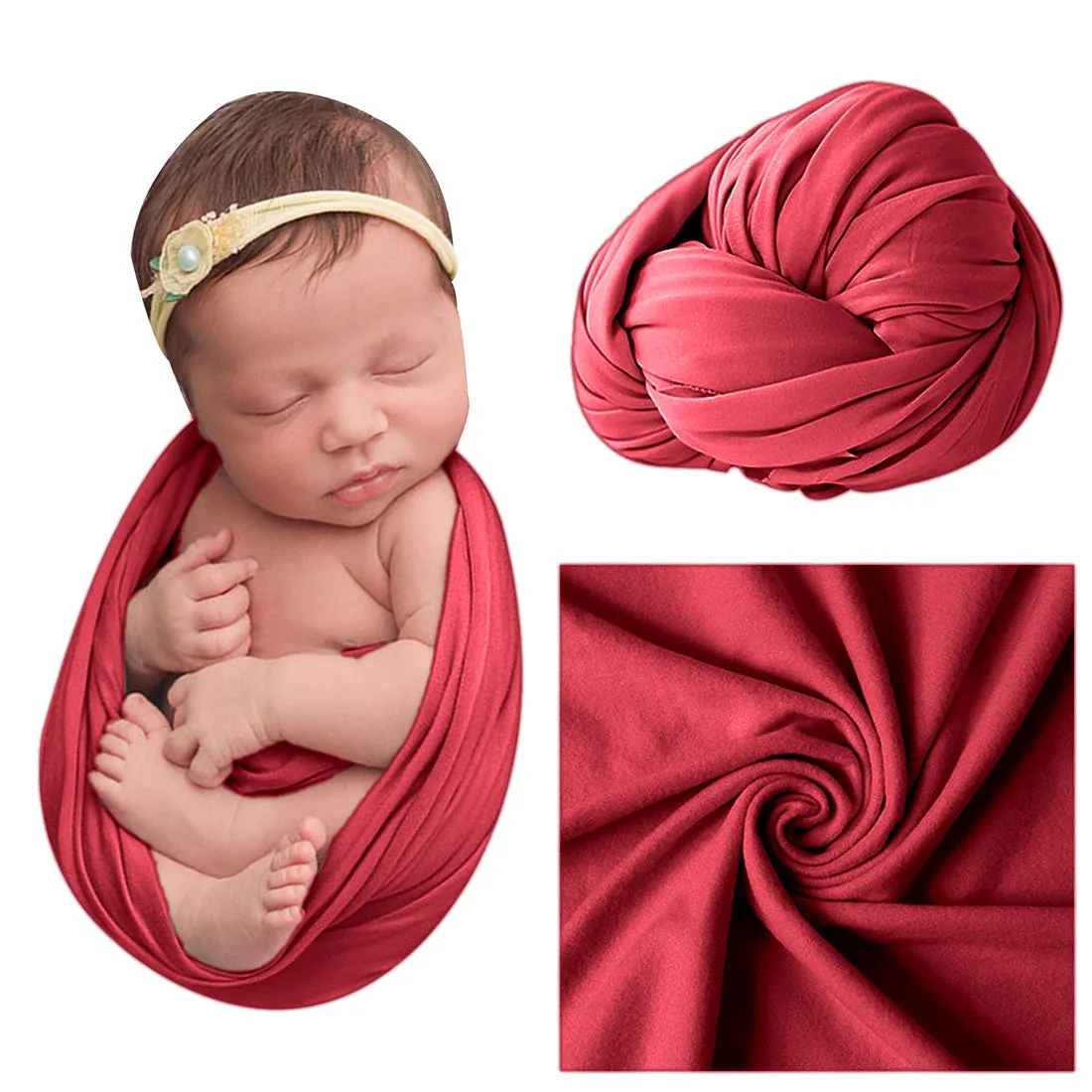 Babymoon Jersey Stretchble Baby Photography Shoot Wrap Cloth- Maroon