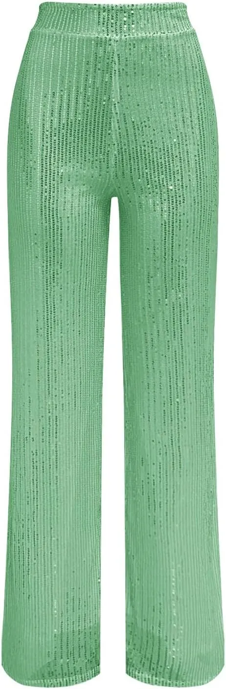 Bell Bottom Pants for Women Cloth High Sequin Women Foot Sexy Pants Fashion Waisted Tape Trousers Lounge Workout