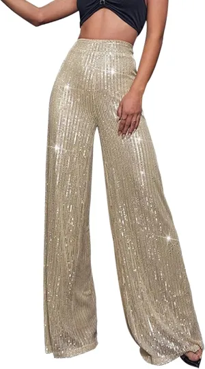 Bell Bottom Pants for Women Cloth High Sequin Women Foot Sexy Pants Fashion Waisted Tape Trousers Lounge Workout