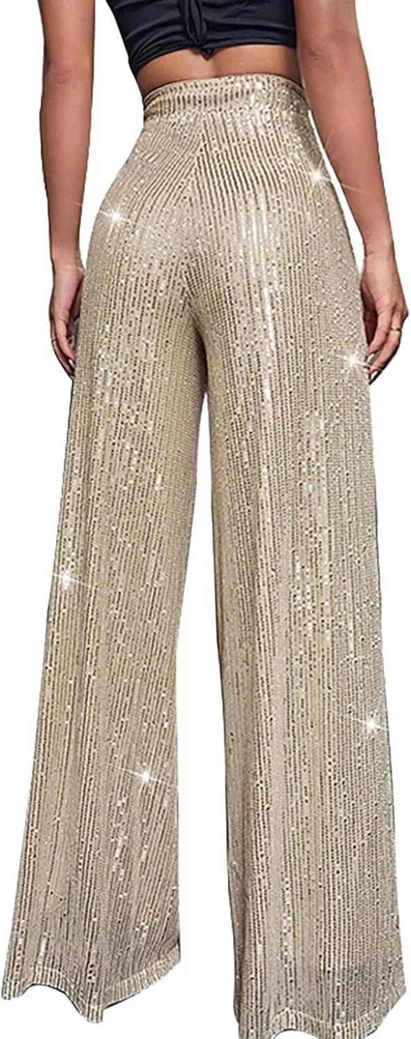 Bell Bottom Pants for Women Cloth High Sequin Women Foot Sexy Pants Fashion Waisted Tape Trousers Lounge Workout