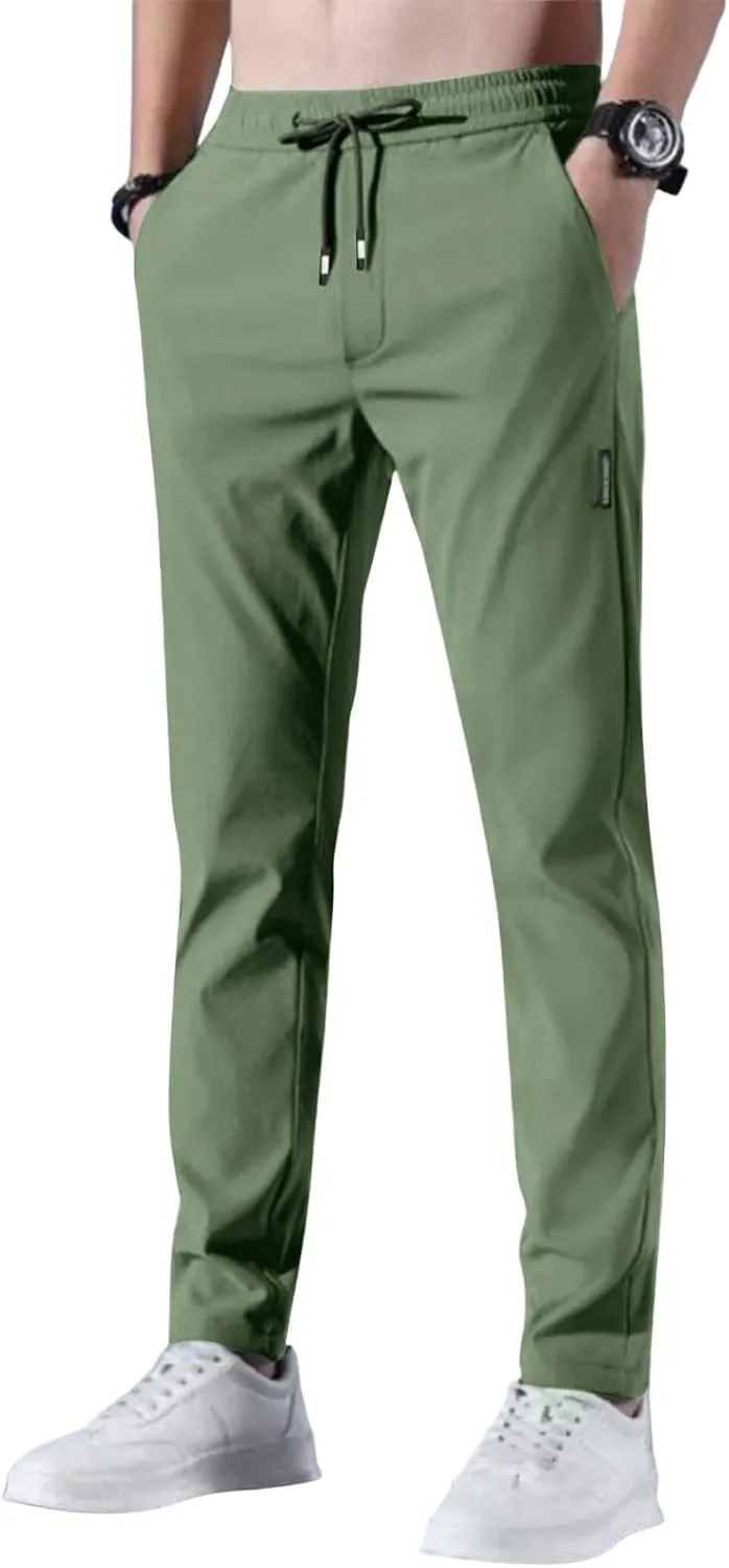 Bevawear Glide Pants Mens Breathable Quick Dry Stretch Athletic Pants Elastic Waist Drawstring Active Hiking Pant