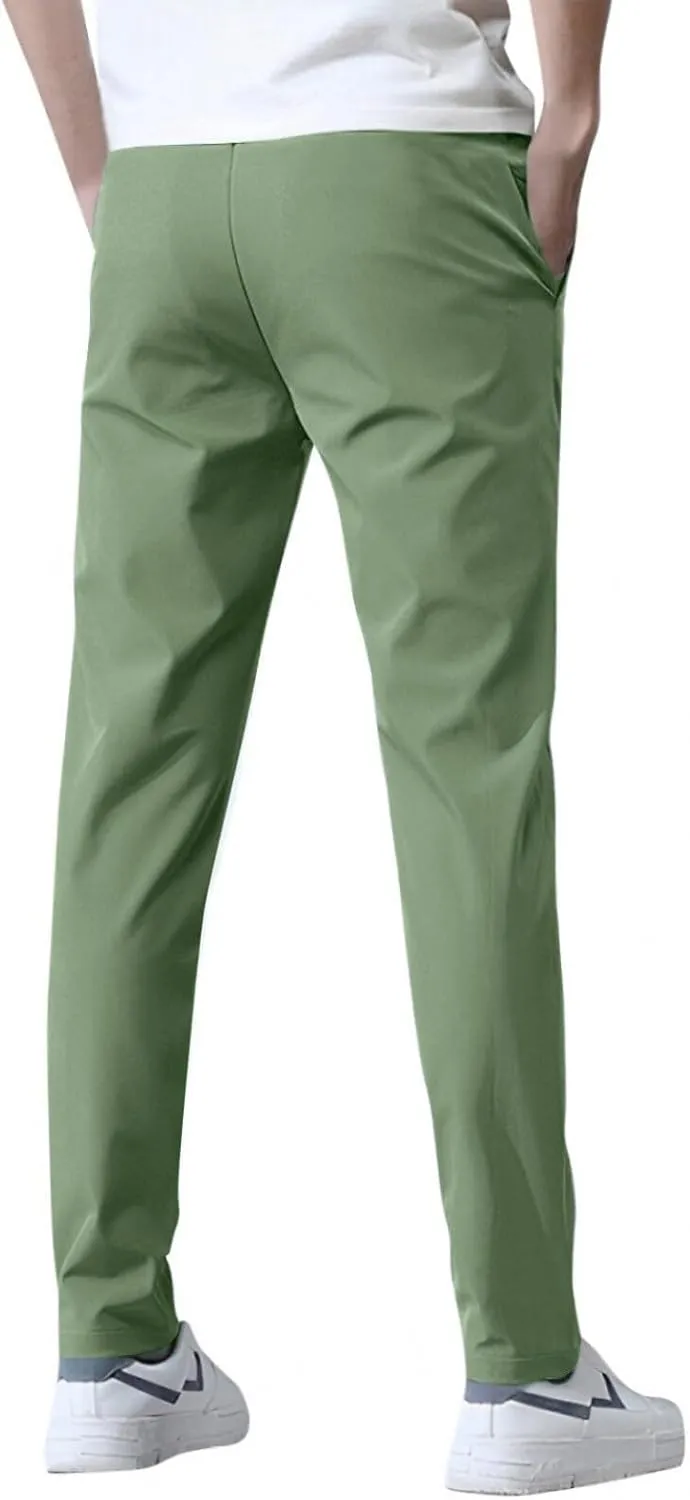 Bevawear Glide Pants Mens Breathable Quick Dry Stretch Athletic Pants Elastic Waist Drawstring Active Hiking Pant