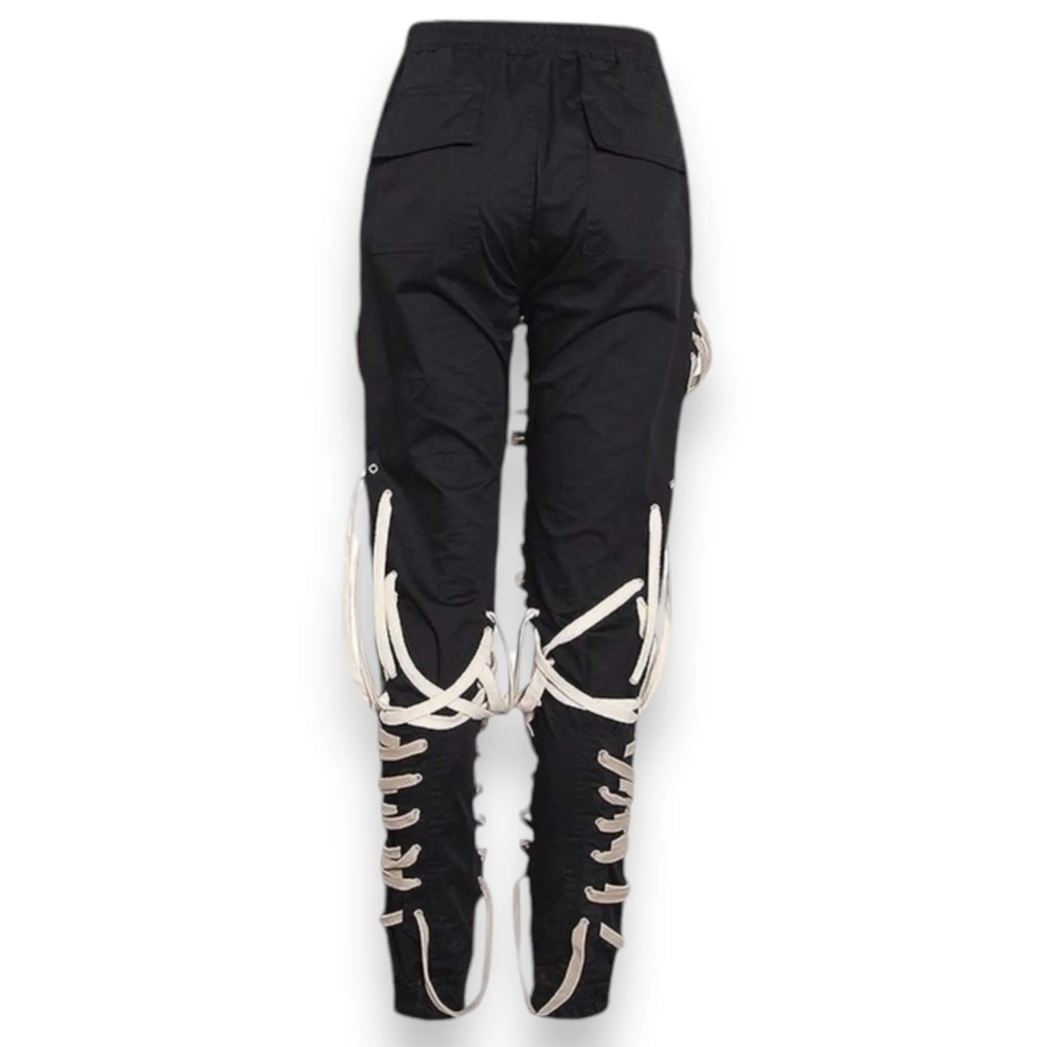 Black Off-White Wide Lace Strap Joggers