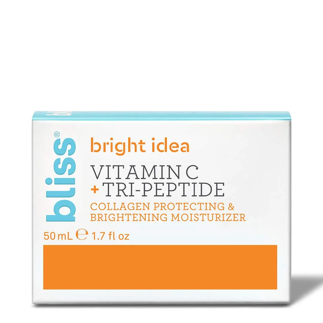 Bliss Bright Idea Vitamin C & Tri-Peptide Collagen-Protecting & Brightening Moisturizer, Hydrates & Brightens Skin, Diminishes Dark Spots, Boosts Skin’s Natural Elasticity, Cruelty-Free & Vegan, 1.7 oz