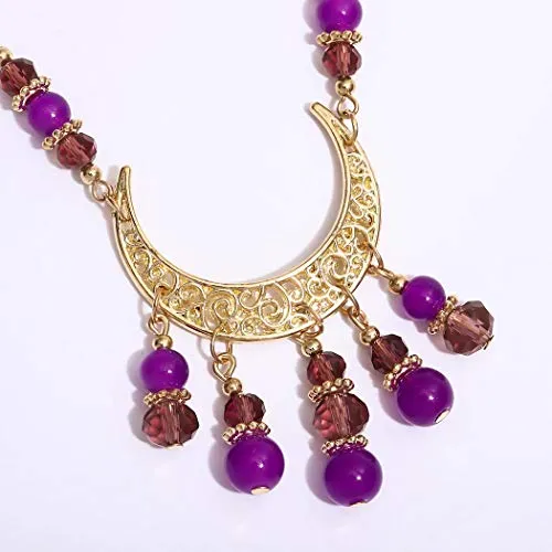 Bomine Boho Head Chain Forehead Crescent Moon Hair Chain Crystal Gypsy Jewelry Headpieces Hair Acessories for Women and Girls (Gold)