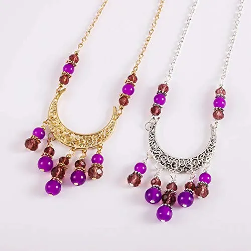 Bomine Boho Head Chain Forehead Crescent Moon Hair Chain Crystal Gypsy Jewelry Headpieces Hair Acessories for Women and Girls (Gold)