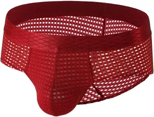 Breathable Men's Boxer Briefs Mesh Sexy Low Waist Wide Briefs Comfortable Fashion Thin Underwear