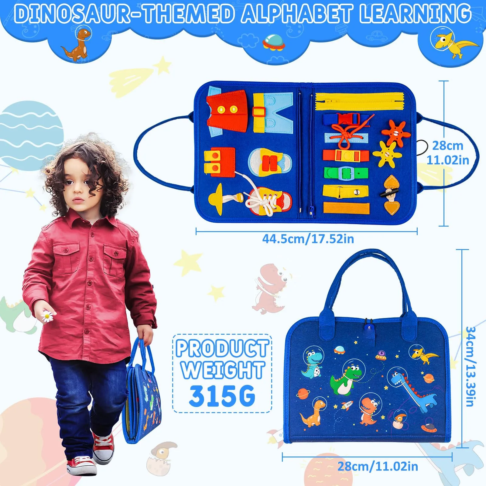 Busy board for toddlers, toy activity board 4-layer preschool learning toy