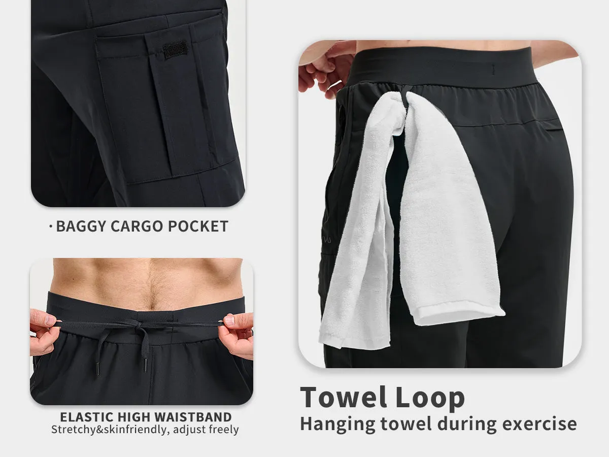 BVVU Men's Lightweight Cargo Joggers with Zipper Pockets Sweatpants for Men Quick Dry Gym Workout Athletic Golf Track Pants